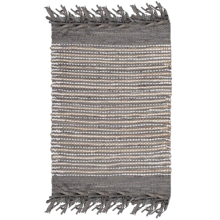 SAFAVIEH Vintage Leather Aaron Stripe Fringed Area Rug, Grey/Multi, 2' x 3'