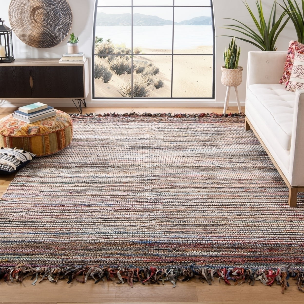 Handcrafted Multi-Color Cowhide Leather 3' x 5' Area Rug