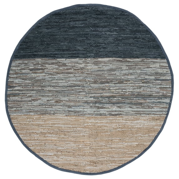 SAFAVIEH Vintage Leather Abraham Neapolitan Area Rug, Blue/Grey, 7' x 7' Round