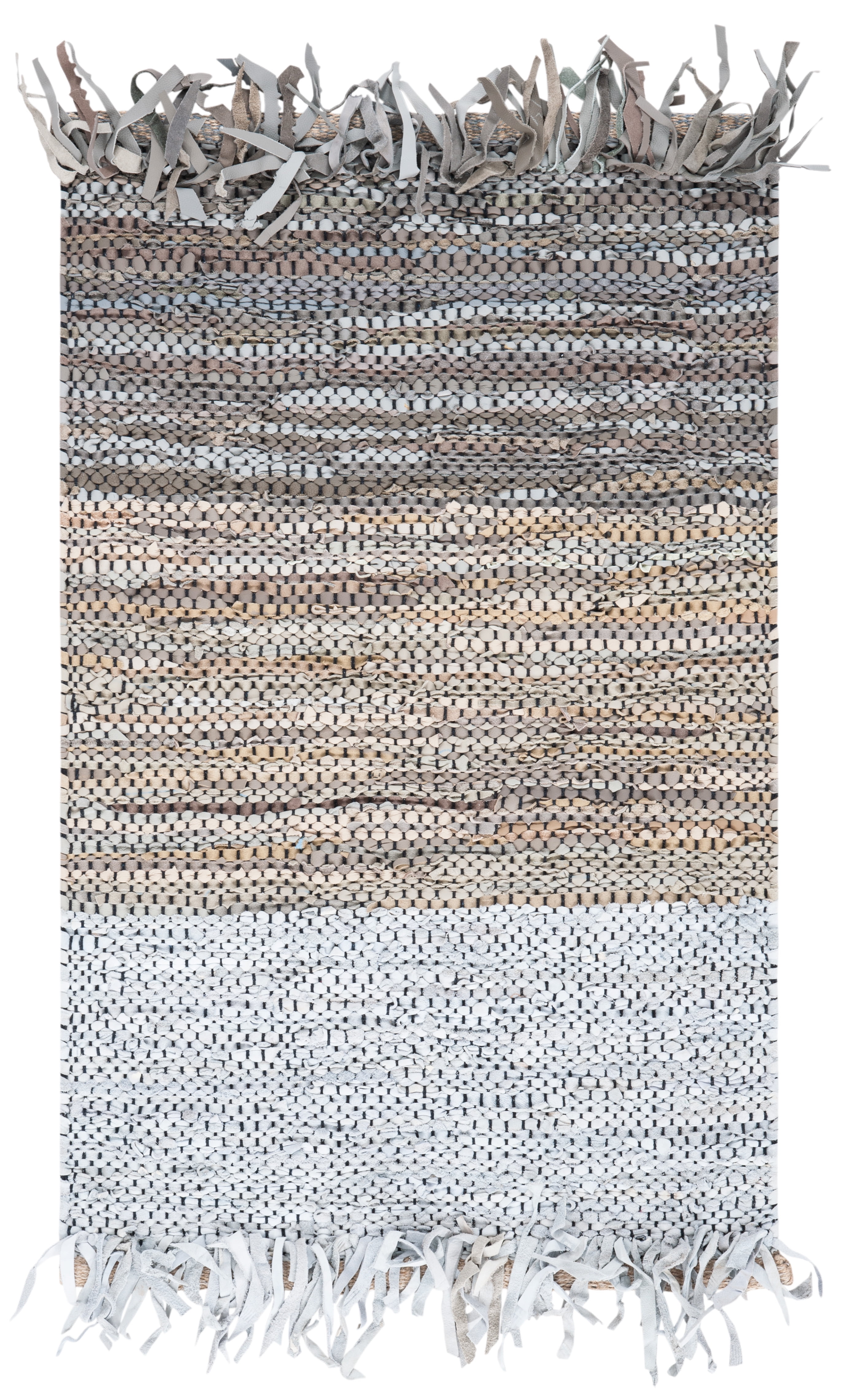 Edgy Elegance Gray Cotton and Cowhide Handmade Area Rug - 3' x 5'