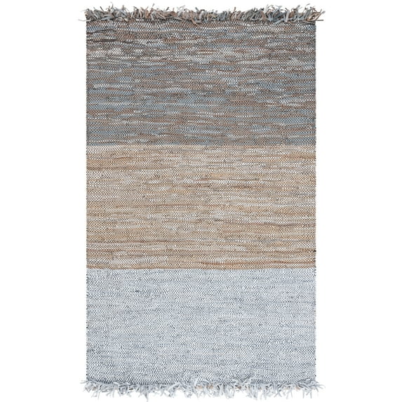 SAFAVIEH Vintage Leather Abraham Neapolitan Area Rug, Grey/Beige, 4' x 6'