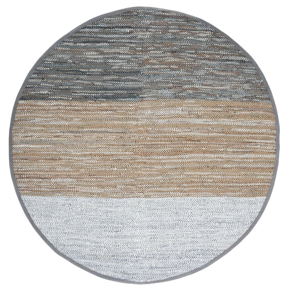 SAFAVIEH Vintage Leather Abraham Neapolitan Area Rug, Grey/Beige, 7' x 7' Round