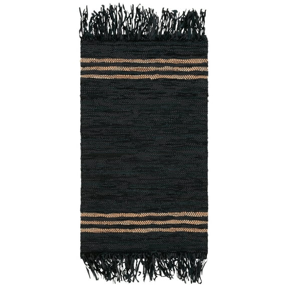 SAFAVIEH Vintage Leather Alexander Striped Area Rug, Black/Beige, 4' x 6'