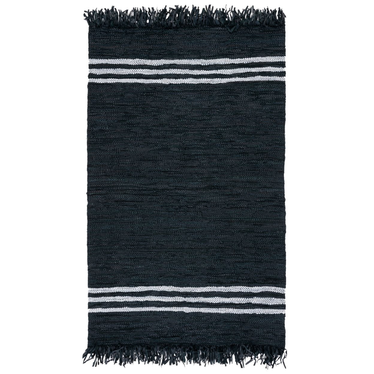 SAFAVIEH Vintage Leather Alexander Striped Area Rug, Black/Ivory, 8' x 10'