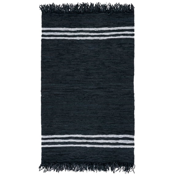 SAFAVIEH Vintage Leather Alexander Striped Area Rug, Black/Ivory, 8' x 10'