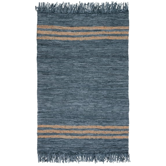 SAFAVIEH Vintage Leather Alexander Striped Area Rug, Grey/Beige, 4' x 6'