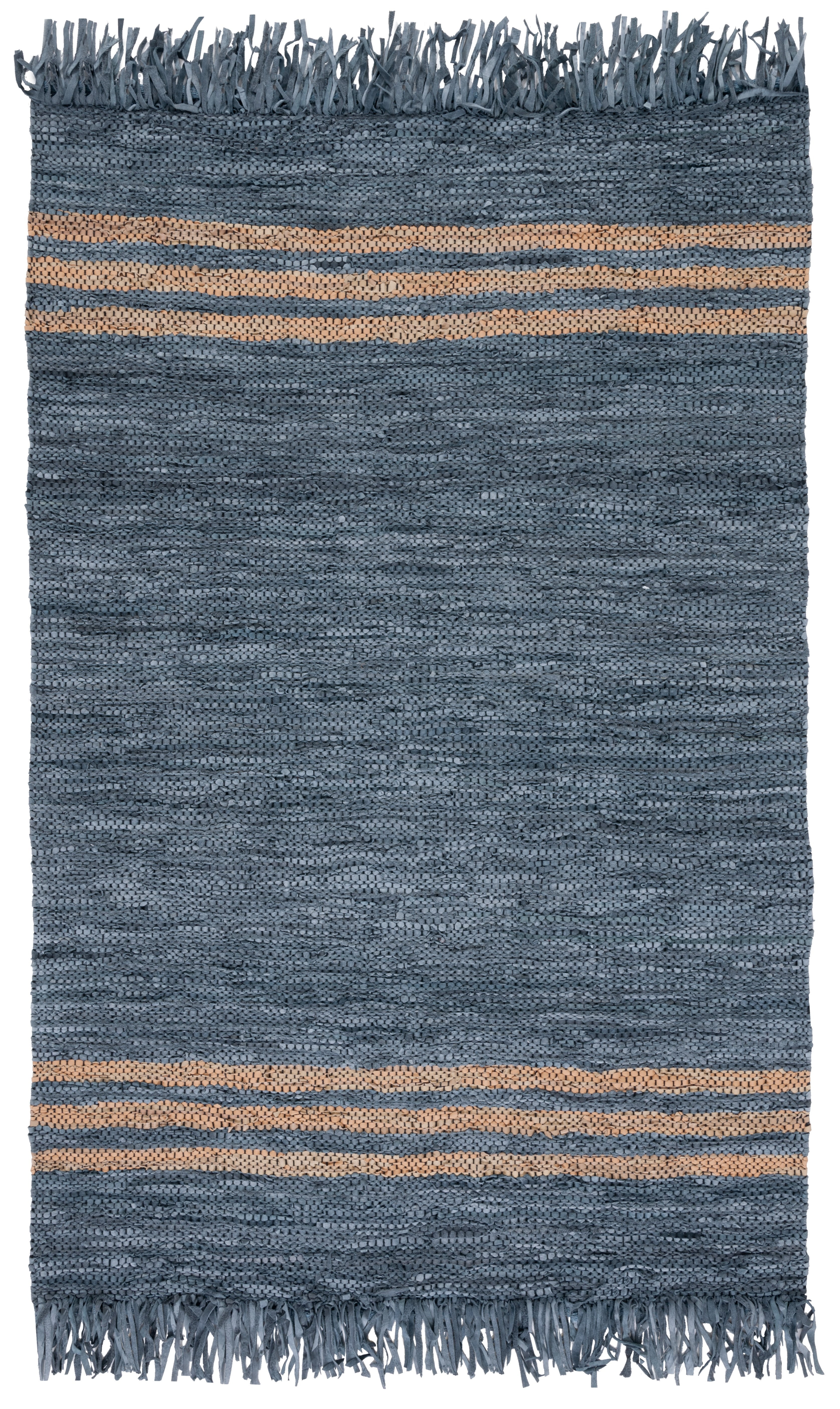 SAFAVIEH Vintage Leather Alexander Striped Area Rug, Grey/Beige, 5' x 8'
