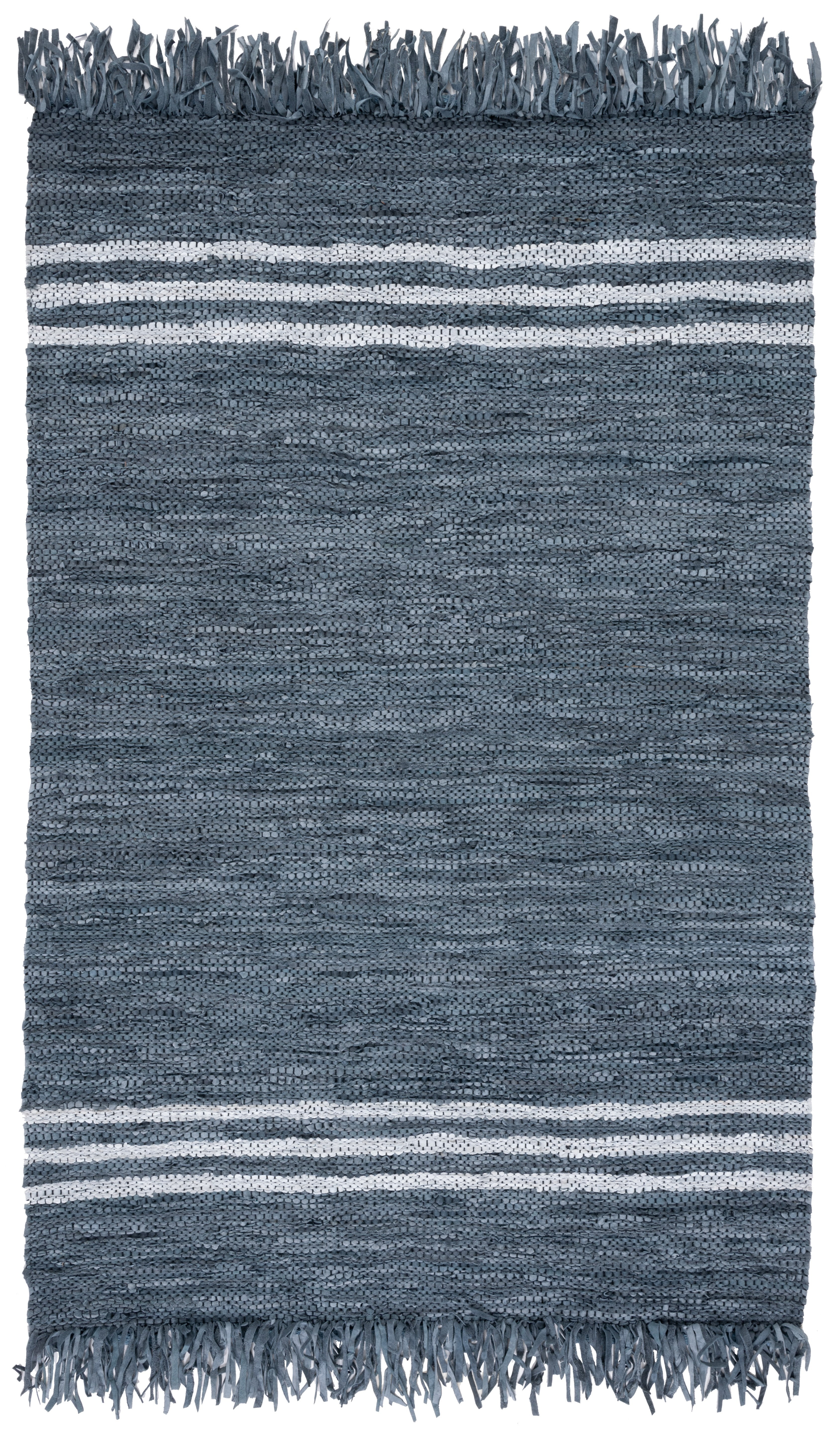 SAFAVIEH Vintage Leather Alexander Striped Area Rug, Grey/Ivory, 4' x 6'