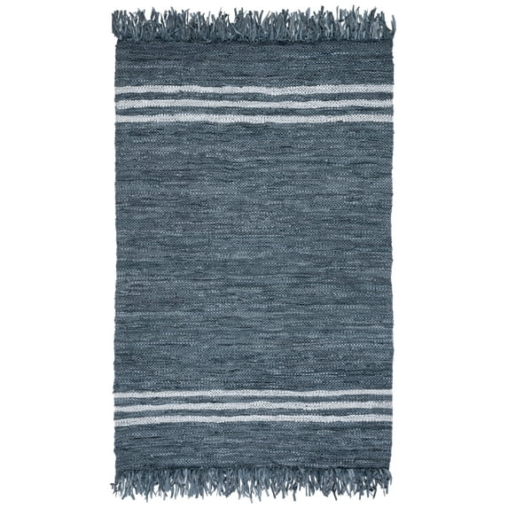 SAFAVIEH Vintage Leather Alexander Striped Area Rug, Grey/Ivory, 6' x 9'