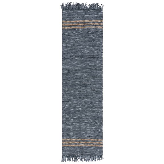 SAFAVIEH Vintage Leather Alexander Striped Runner Rug, Grey/Beige, 2'3" x 9'