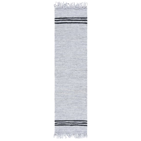 SAFAVIEH Vintage Leather Alexander Striped Runner Rug, Ivory/Black, 2'3" x 9'
