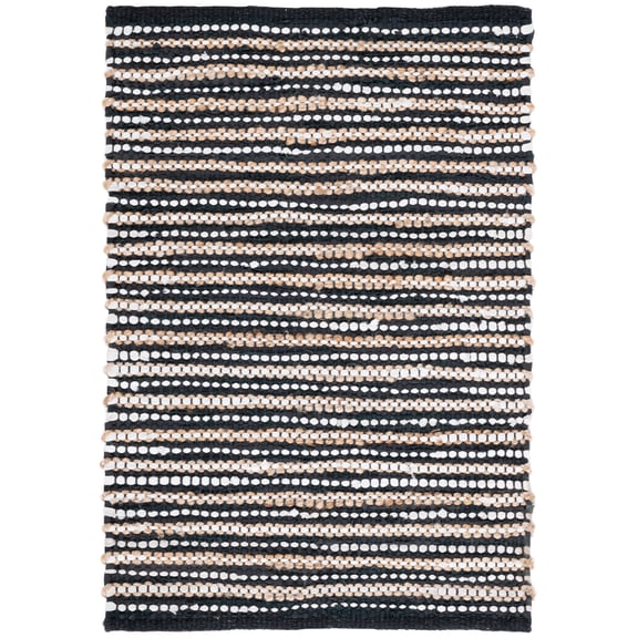 SAFAVIEH Vintage Leather Augustin Striped Area Rug, Black/Ivory, 3' x 5'