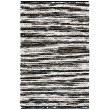 SAFAVIEH Vintage Leather Augustin Striped Area Rug, Black/Ivory, 4' x 6'