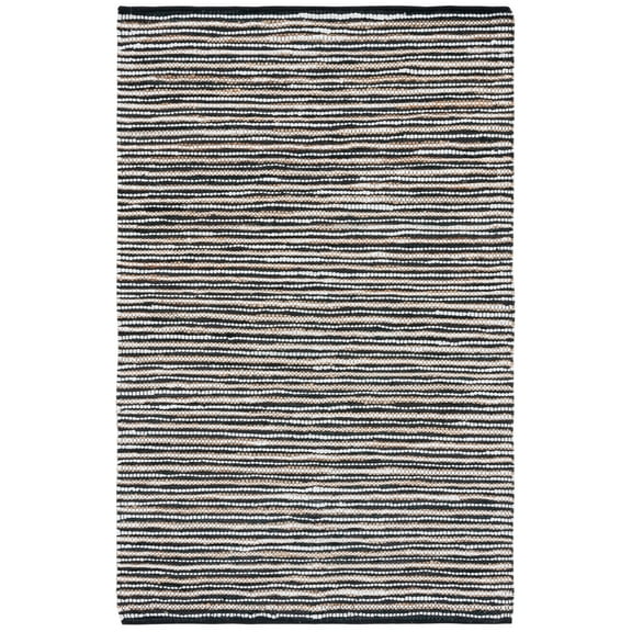 SAFAVIEH Vintage Leather Augustin Striped Area Rug, Black/Ivory, 4' x 6'