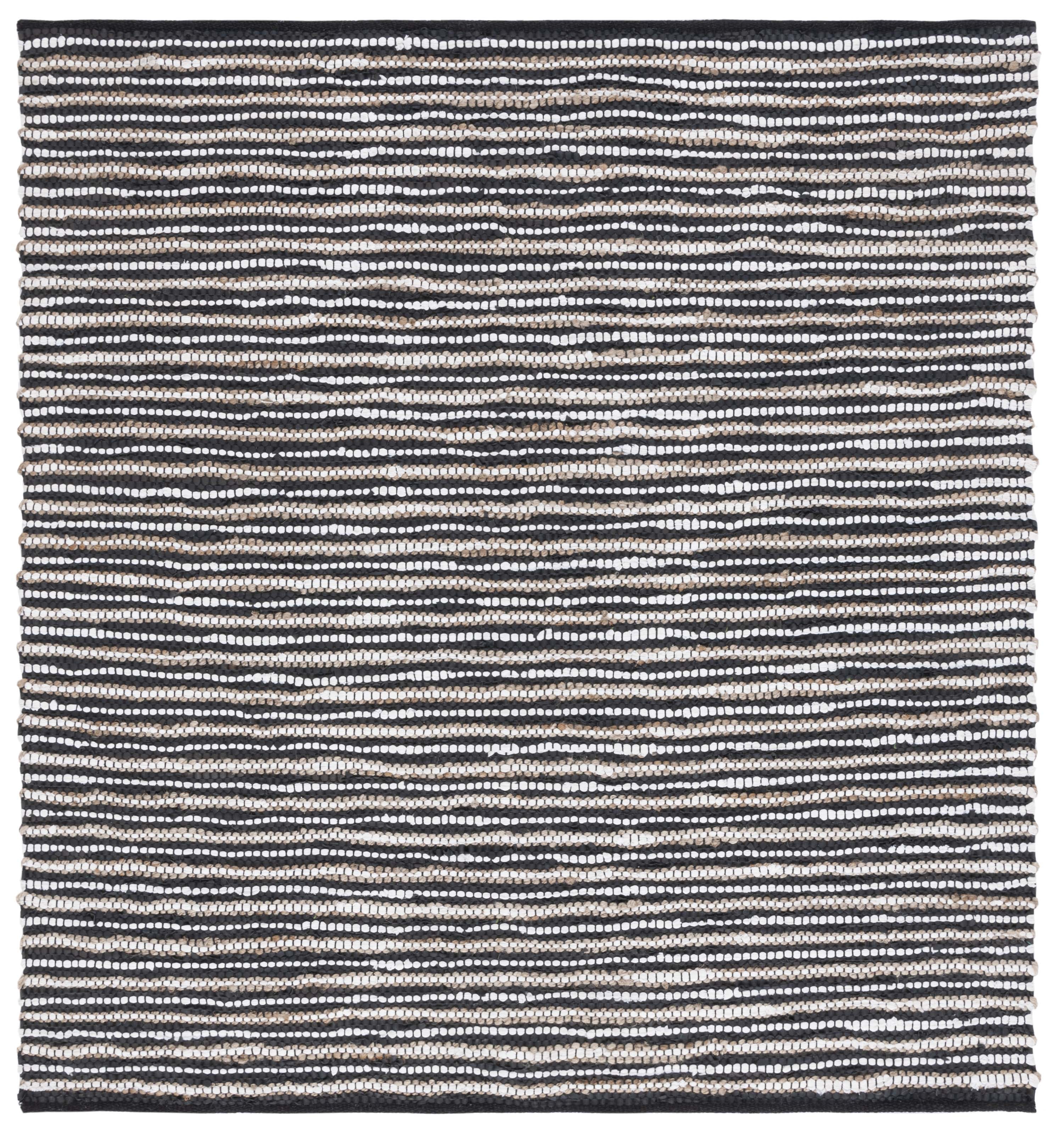 Black and Ivory Handmade Flat Woven Cowhide Rug