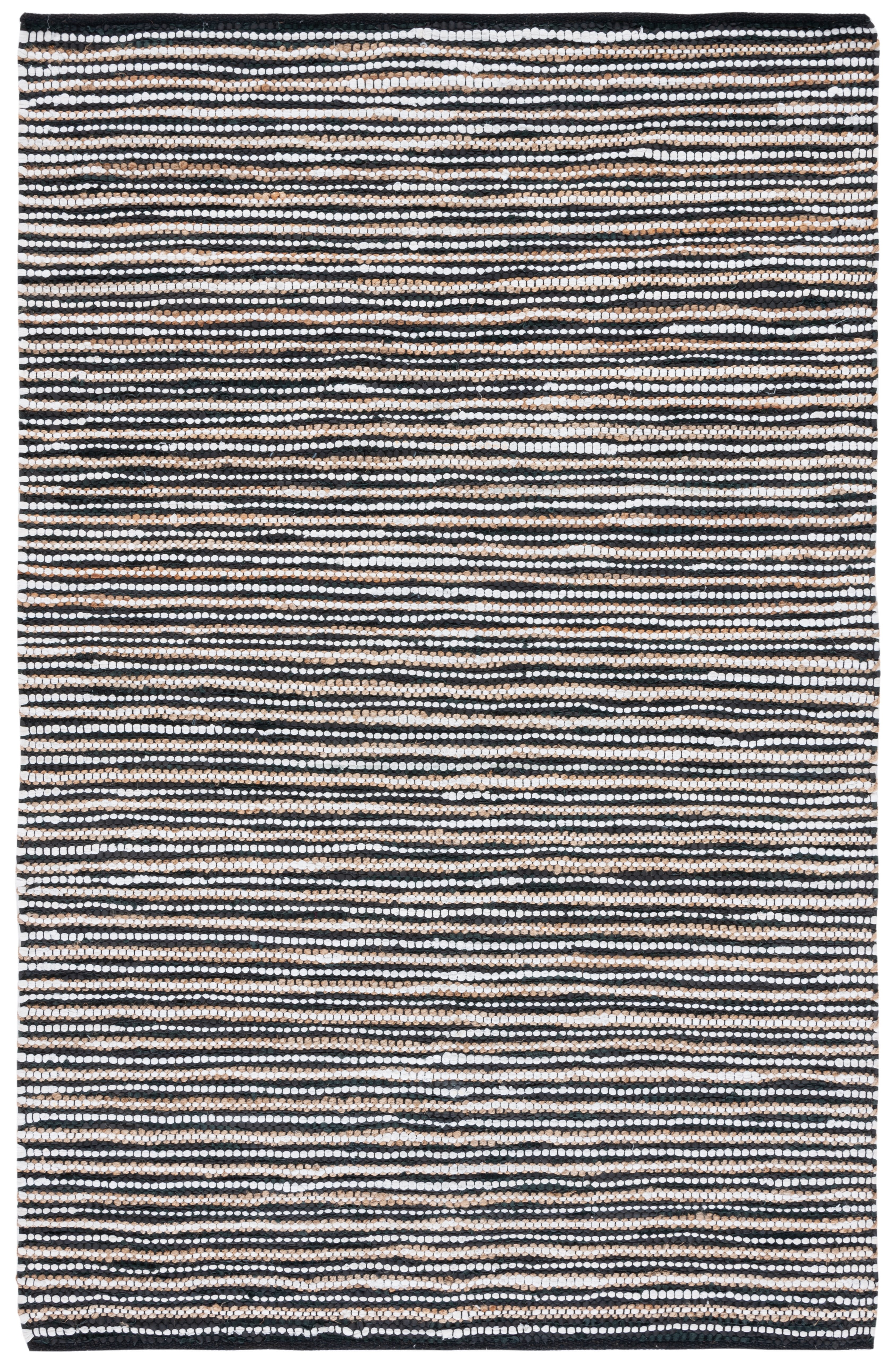 Handmade Black and Ivory Cowhide Leather 8' x 10' Area Rug