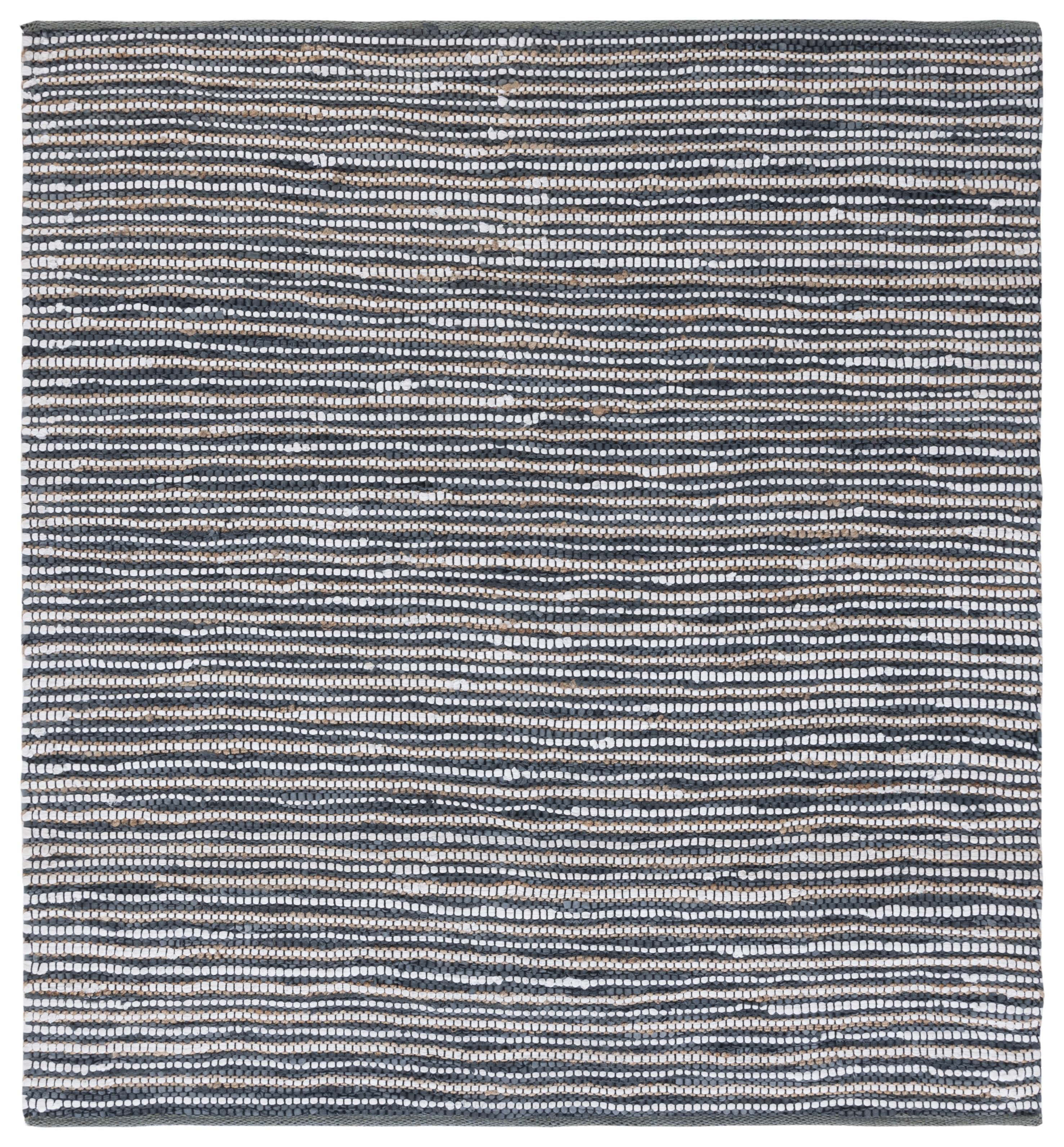 Ivory Square Handmade Wool & Cowhide Flat Woven Area Rug - 6'