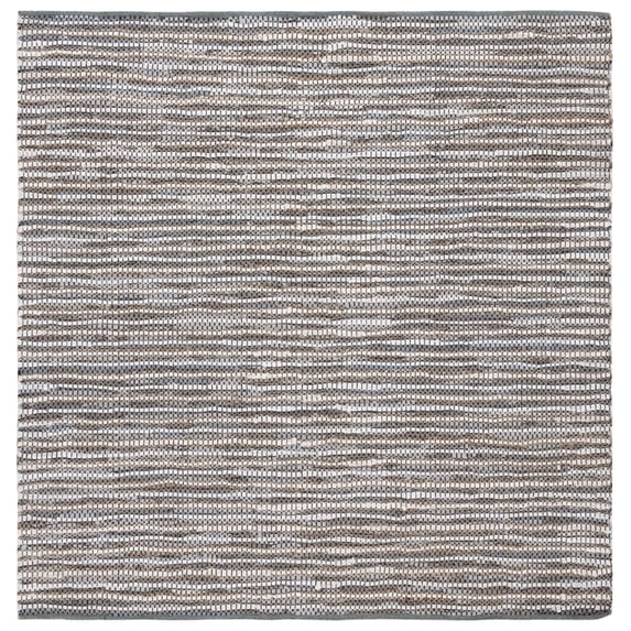 SAFAVIEH Vintage Leather Augustin Striped Area Rug, Grey/Ivory, 6' x 6' Square