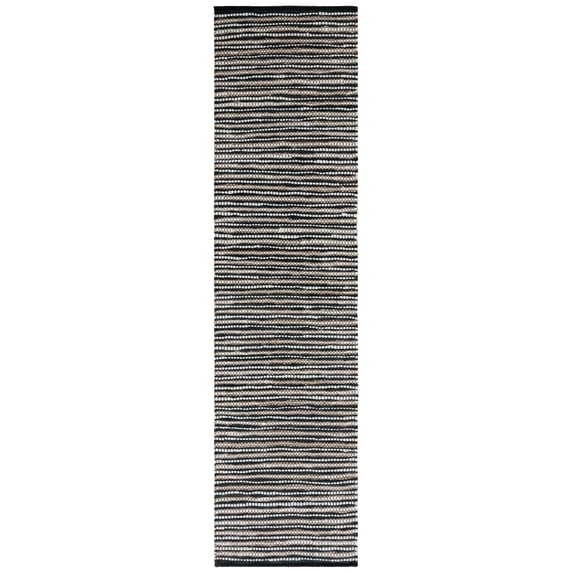 SAFAVIEH Vintage Leather Augustin Striped Runner Rug, Black/Ivory, 2'3" x 9'