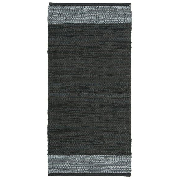 SAFAVIEH Vintage Leather Ayleen Braided Striped Area Rug, Black/Grey, 2' x 3'