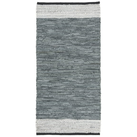 SAFAVIEH Vintage Leather Ayleen Braided Striped Area Rug, Grey/Silver, 2' x 3'