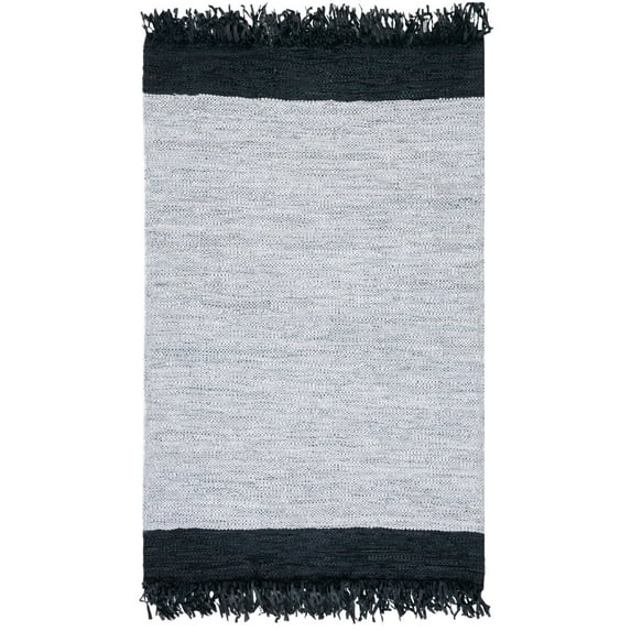 SAFAVIEH Vintage Leather Camden Striped Area Rug, Ivory/Black, 6' x 9'