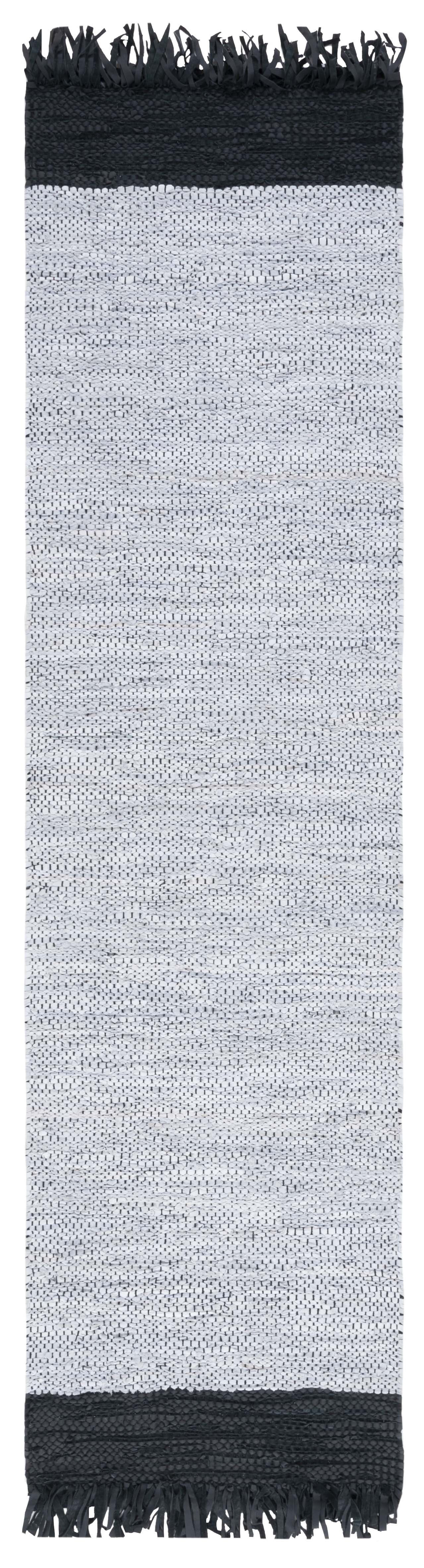 SAFAVIEH Vintage Leather Camden Striped Runner Rug, Ivory/Black, 2'3" x 9'