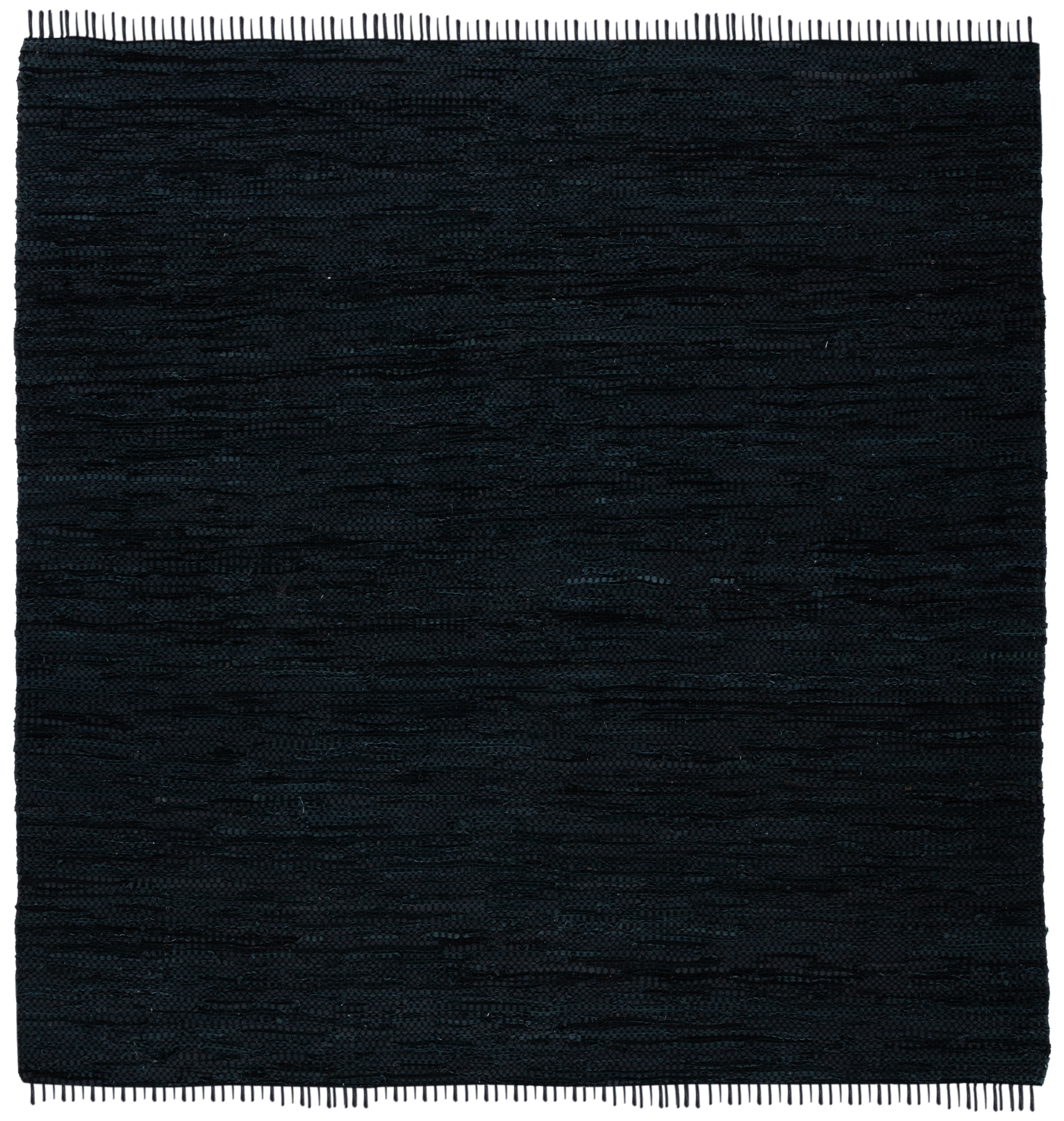 Mod-Chic Black Handwoven Cowhide & Cotton Square Rug