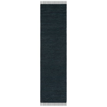 SAFAVIEH Vintage Leather Christal Solid Runner Rug, Black, 2'3" x 9'