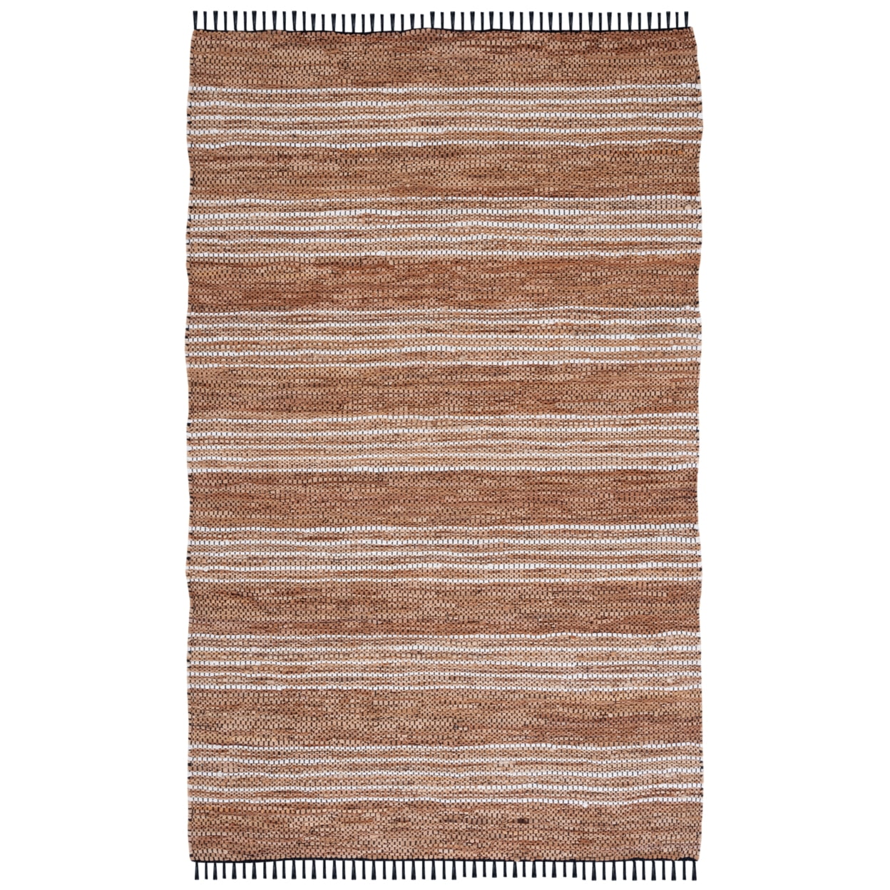 SAFAVIEH Vintage Leather Crawford Striped Area Rug, Brown/Natural, 6' x 9'