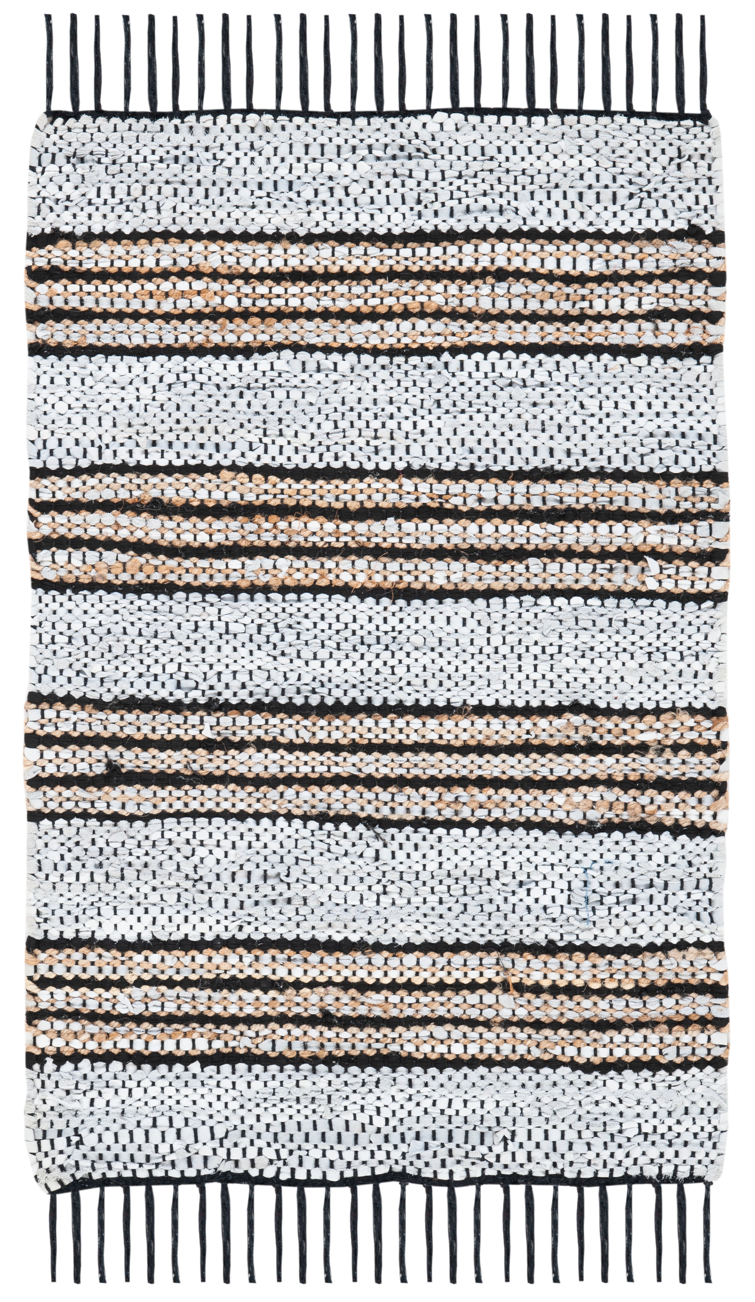Mod-Chic Gray and Natural Handwoven Cotton-Cowhide Area Rug - 2' x 3'