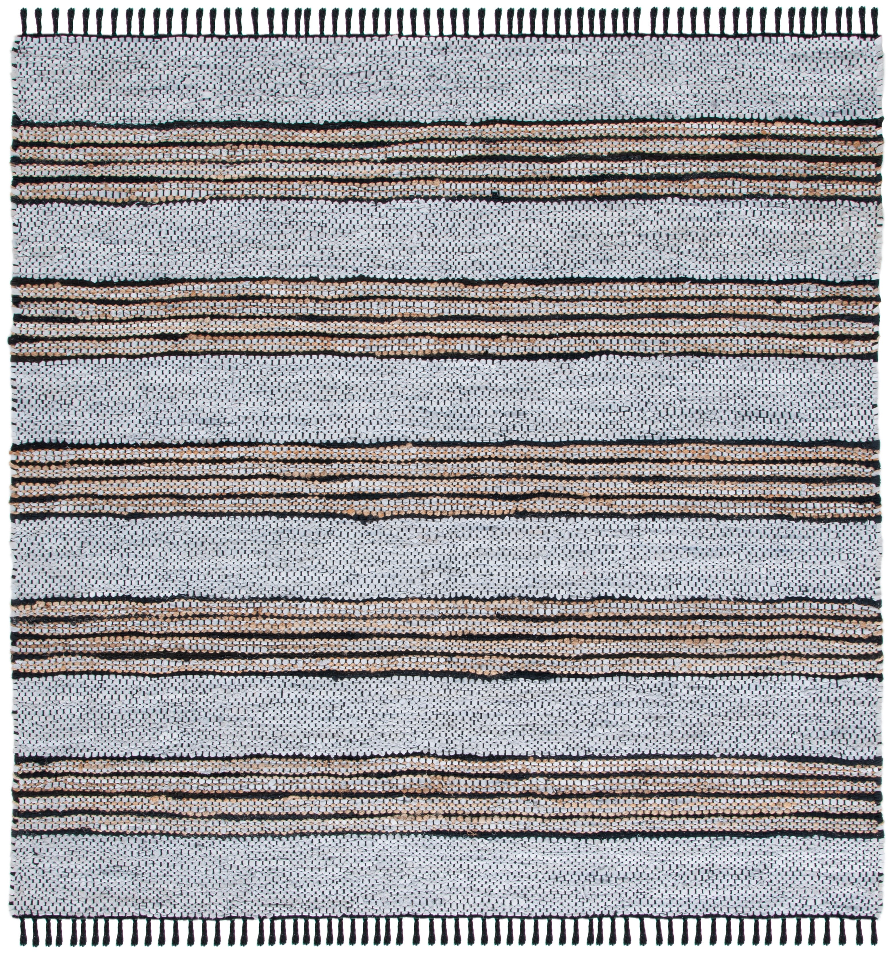 Gray Square Handmade Vintage Leather 6' Area Rug