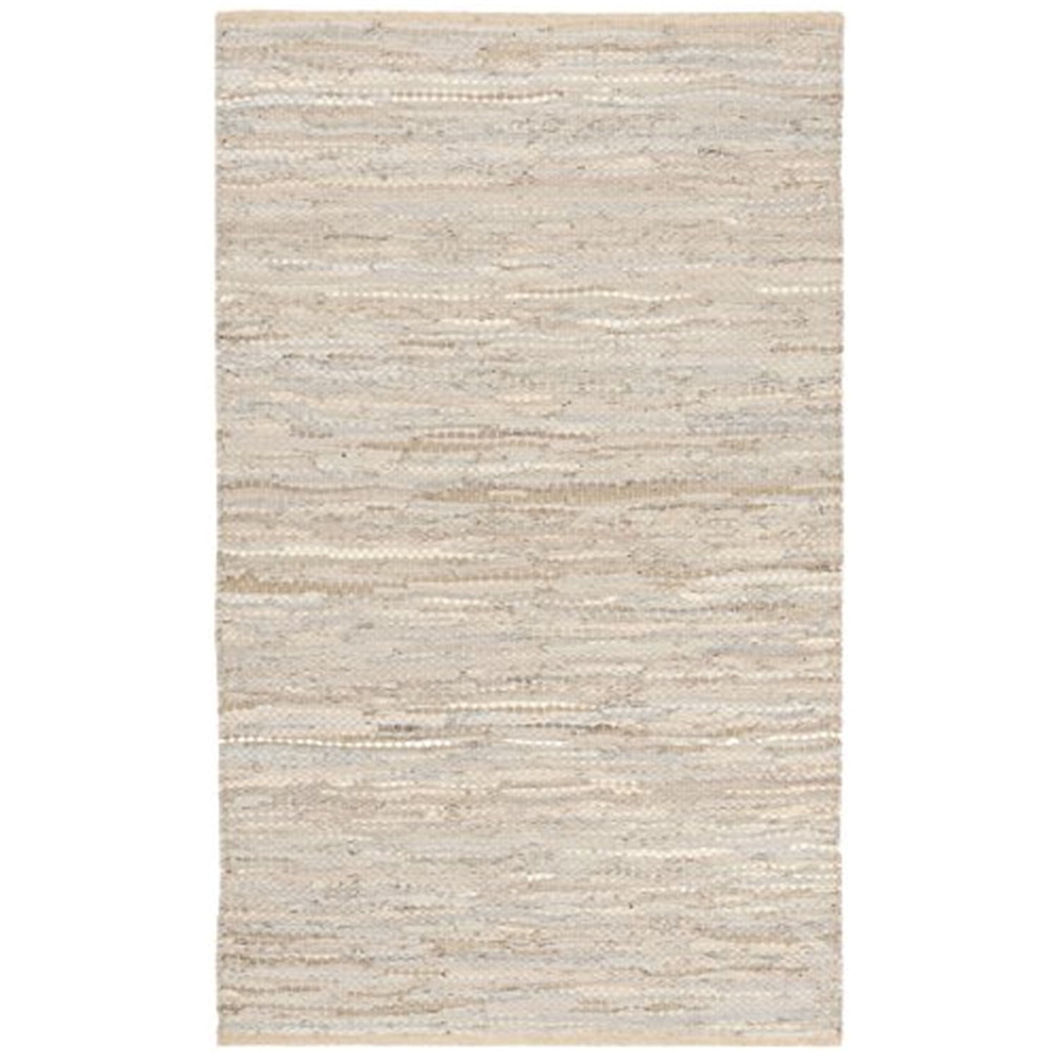 Beige Handwoven Leather Flat Woven 3' x 5' Rug