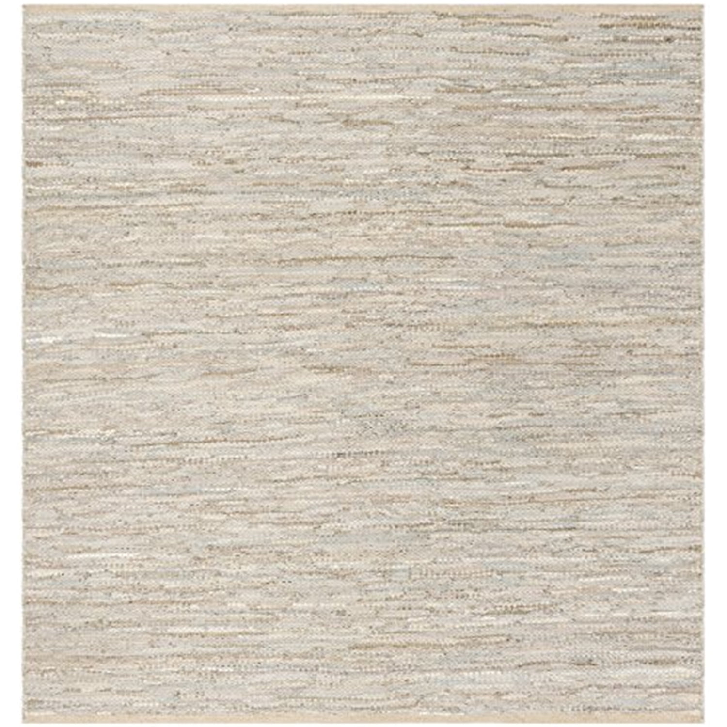 Handmade Vintage Leather Beige 6' Square Flat Woven Cowhide Rug