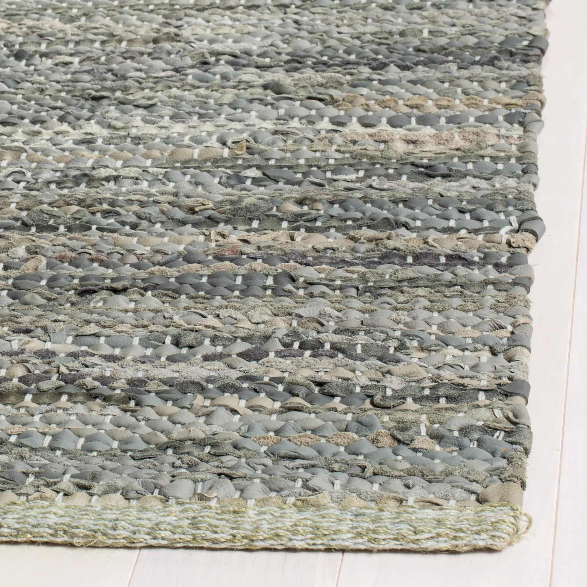 Gray Handmade Flat Woven Cowhide Area Rug