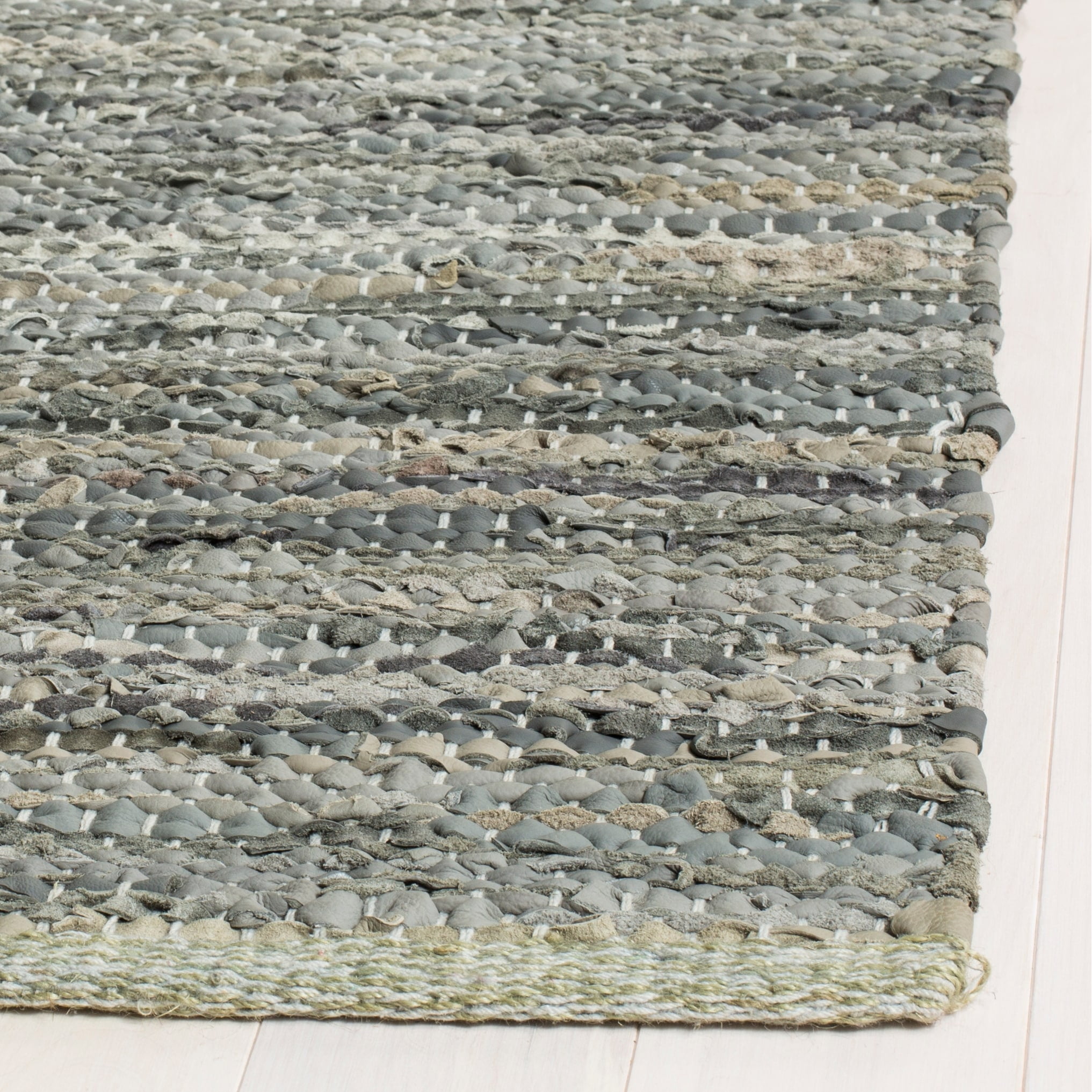 Gray Handmade Flat Woven Cowhide Area Rug