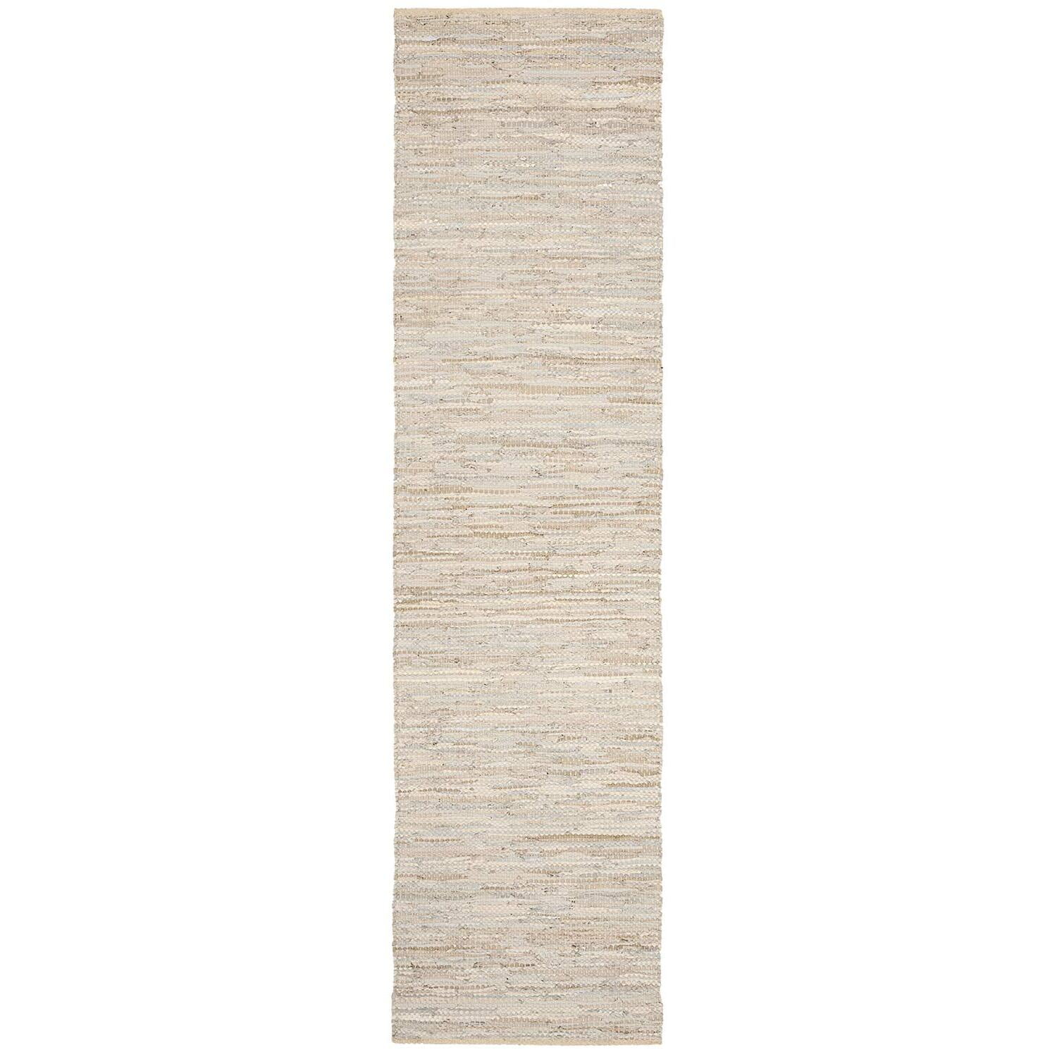 Beige Handmade Flat Woven Cowhide Runner Rug 2'3" x 9'