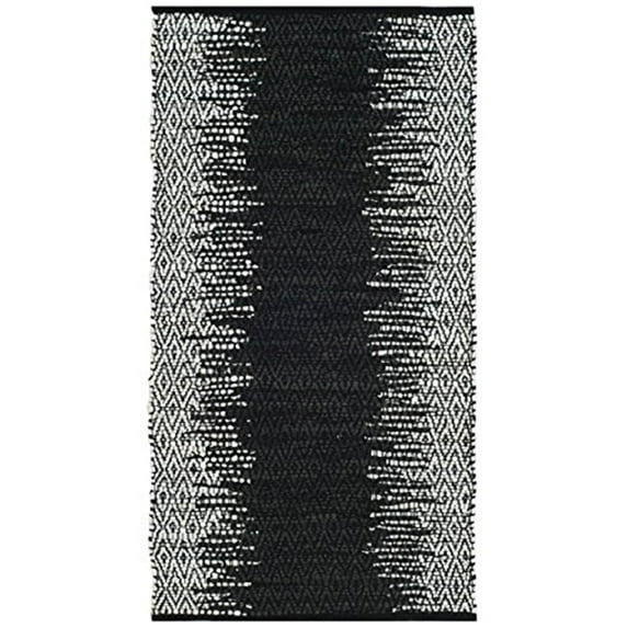 SAFAVIEH Vintage Leather Domhnall Diamond Striped Area Rug, Light Grey/Black, 2'3" x 4'