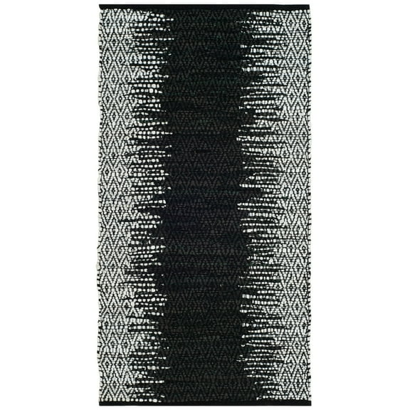 SAFAVIEH Vintage Leather Domhnall Diamond Striped Area Rug, Light Grey/Black, 2' x 3'