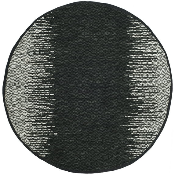 SAFAVIEH Vintage Leather Domhnall Diamond Striped Area Rug, Light Grey/Black, 6' x 6' Round