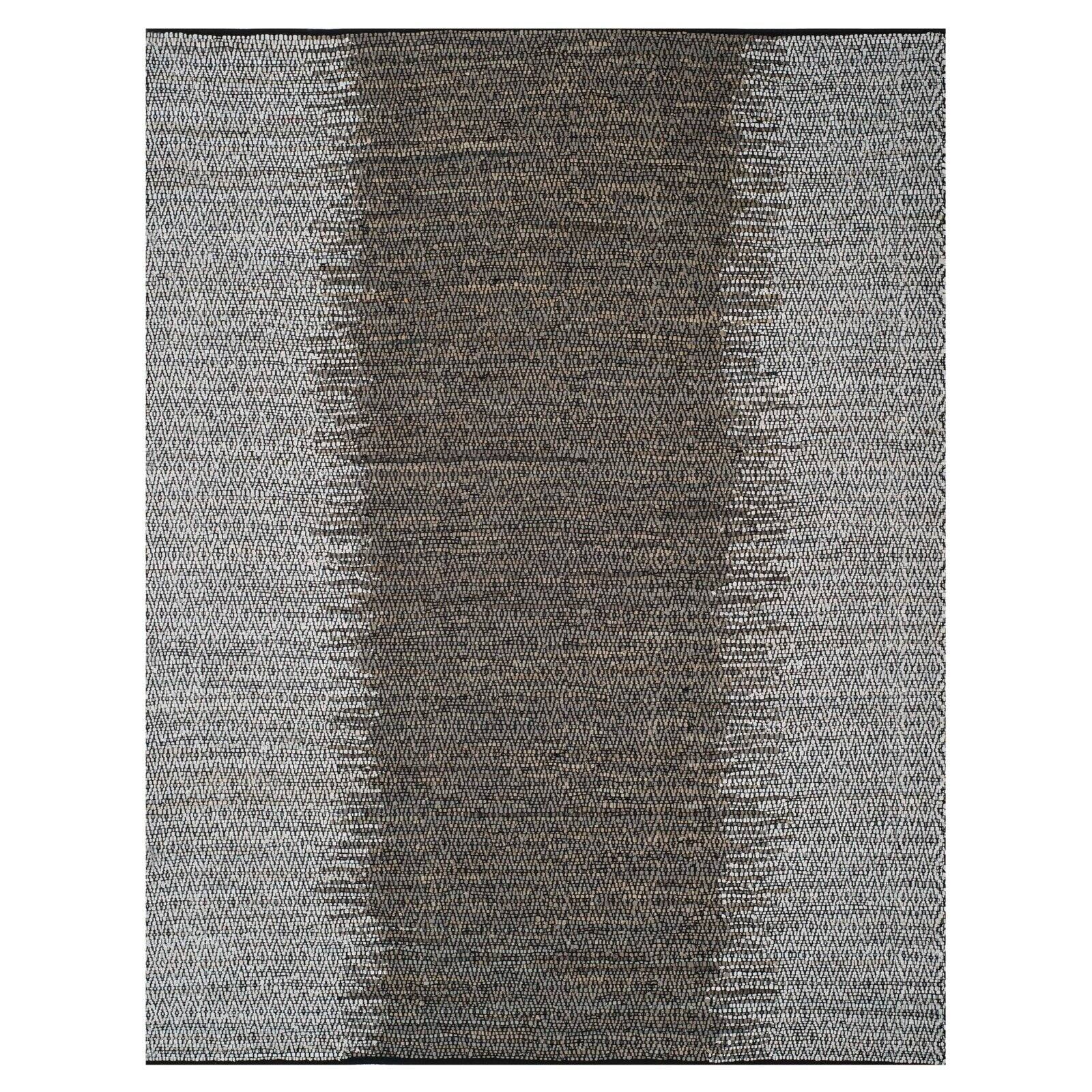Elegant Gray Cowhide 24" Round Flat Woven Handmade Rug