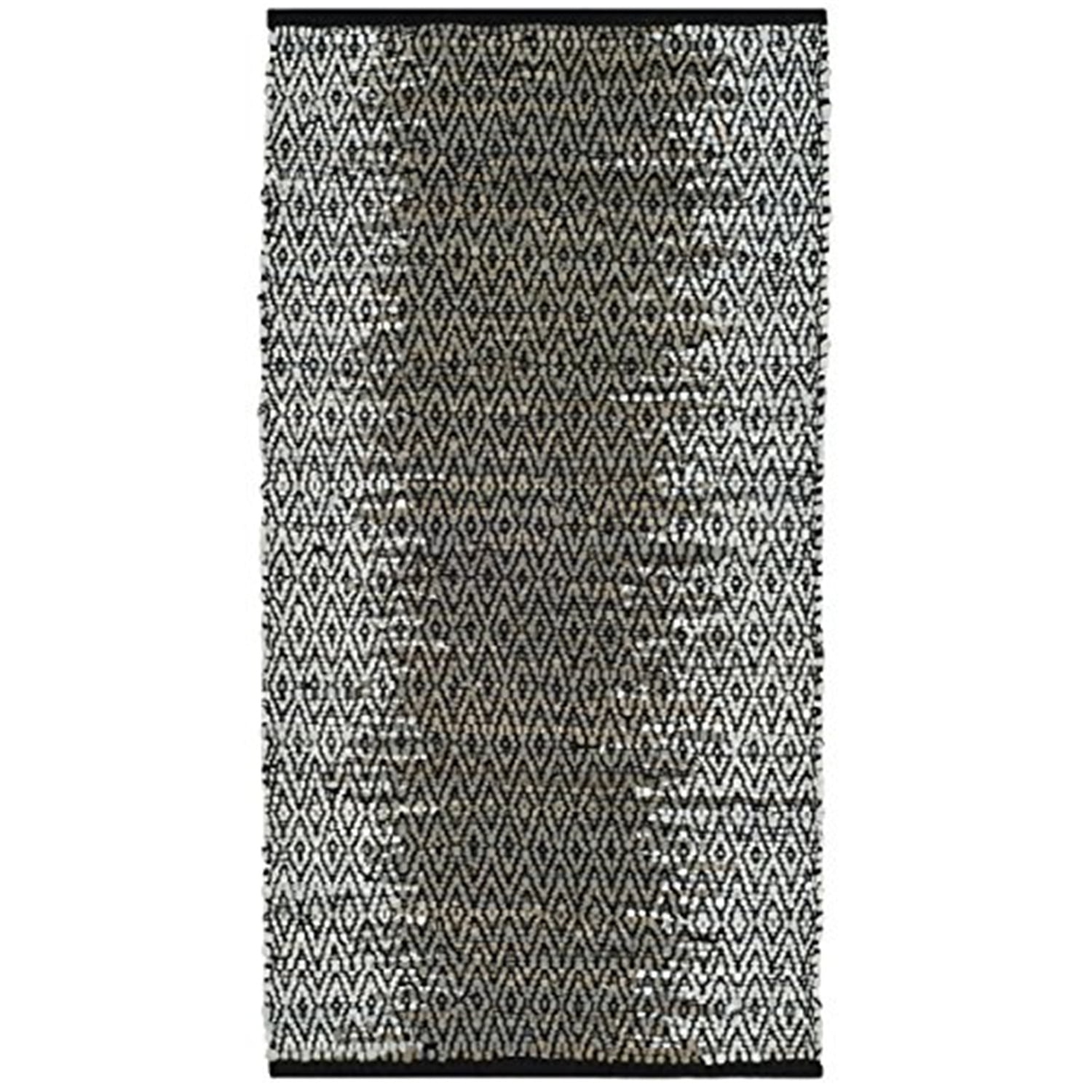 Elegant Gray Cowhide 24" Round Flat Woven Handmade Rug