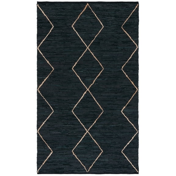 SAFAVIEH Vintage Leather Elijah Geometric Area Rug, Black/Natural, 3' x 5'