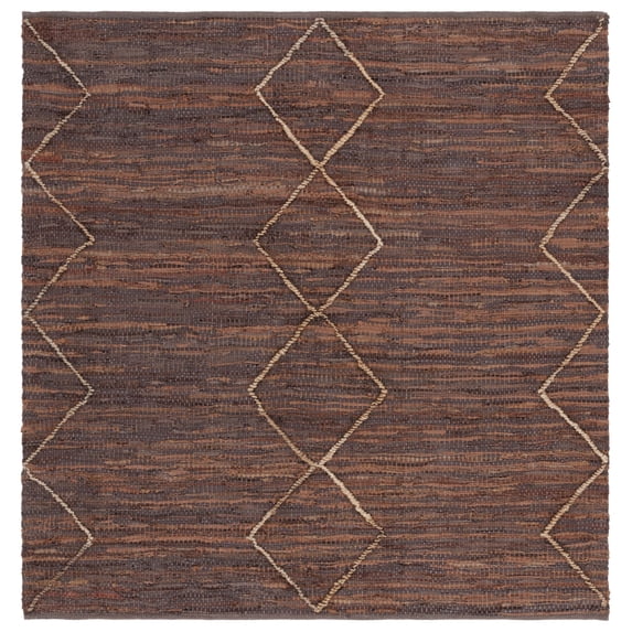 SAFAVIEH Vintage Leather Elijah Geometric Area Rug, Brown/Natural, 6' x 6' Square
