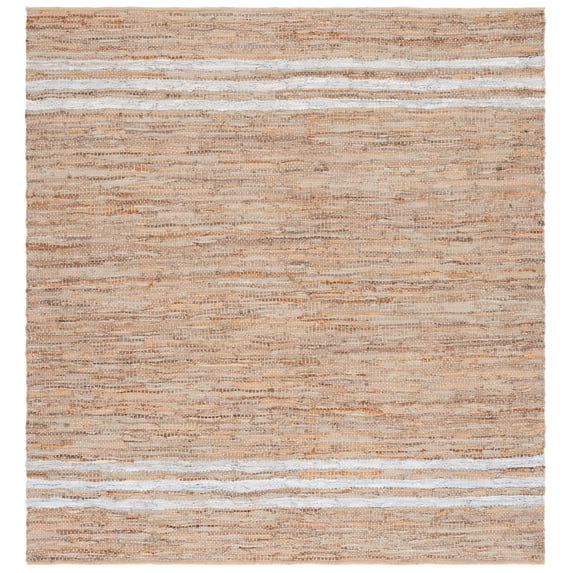 SAFAVIEH Vintage Leather Grace Striped Area Rug, Beige/Ivory, 7' x 7' Square
