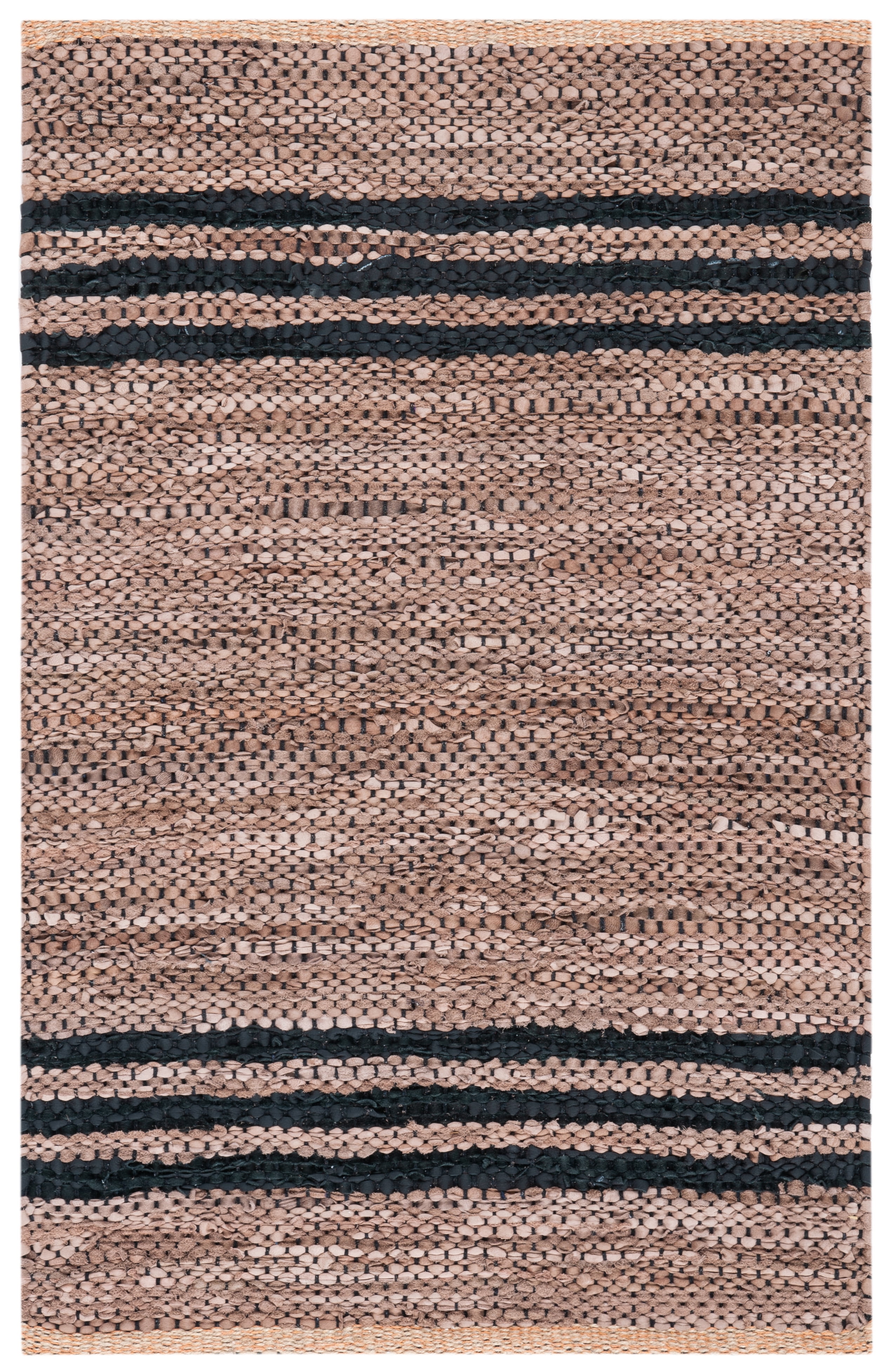 Mod-Chic Black Cotton and Cowhide Flat Woven Area Rug - 3' x 5'