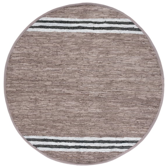 SAFAVIEH Vintage Leather Grace Striped Area Rug, Grey/Ivory, 7' x 7' Round