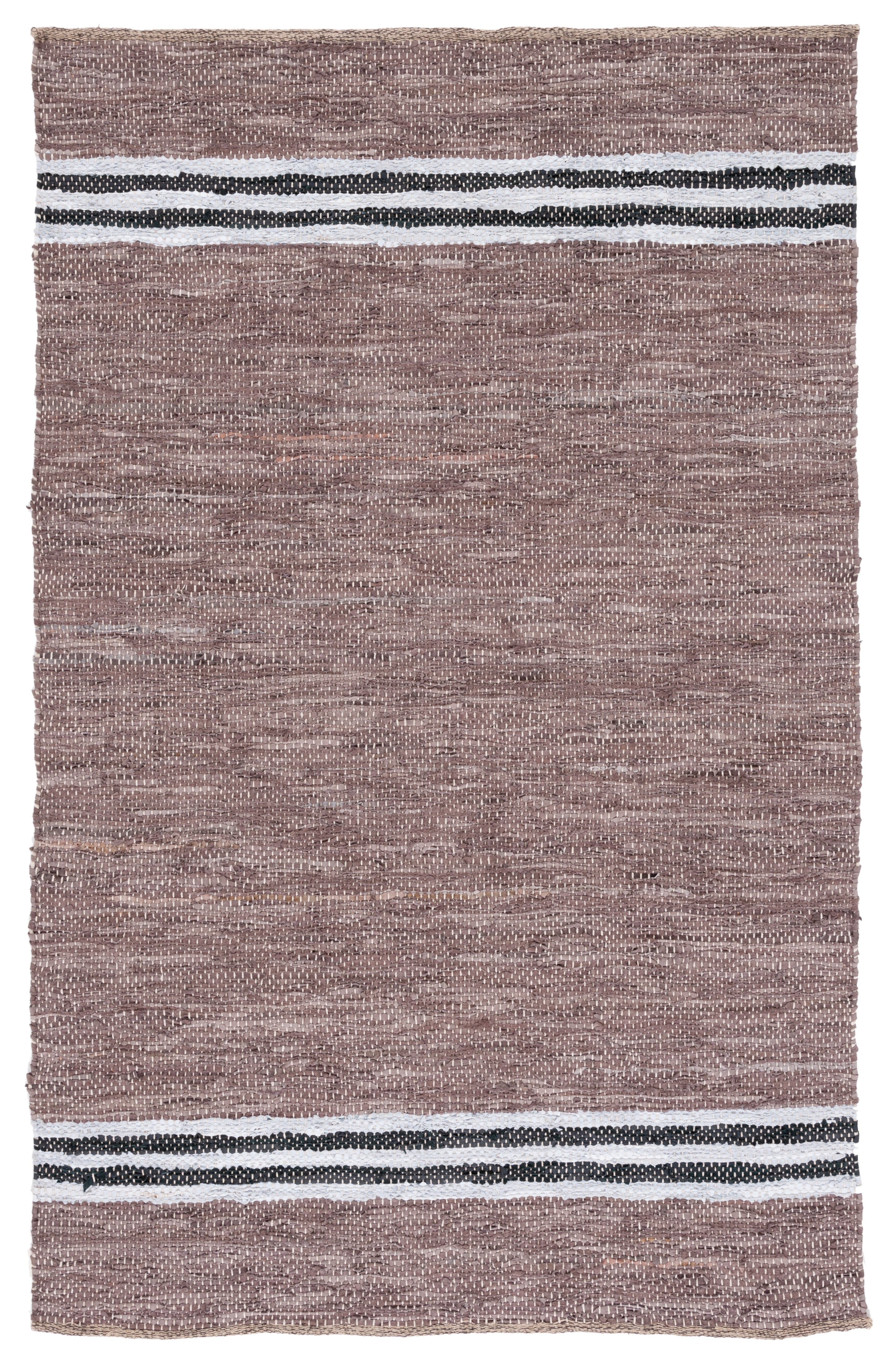 Gray and Ivory Flat Woven Cotton Cowhide Area Rug, 8' x 10'