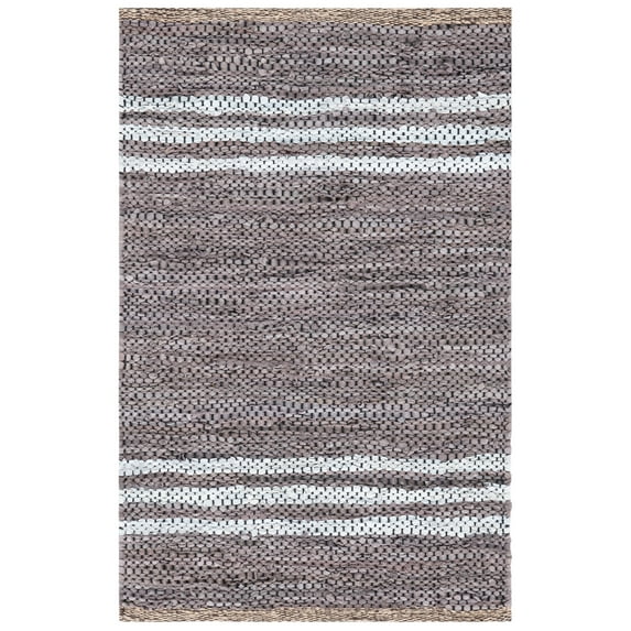 SAFAVIEH Vintage Leather Grace Striped Area Rug, Silver/Ivory, 3' x 5'