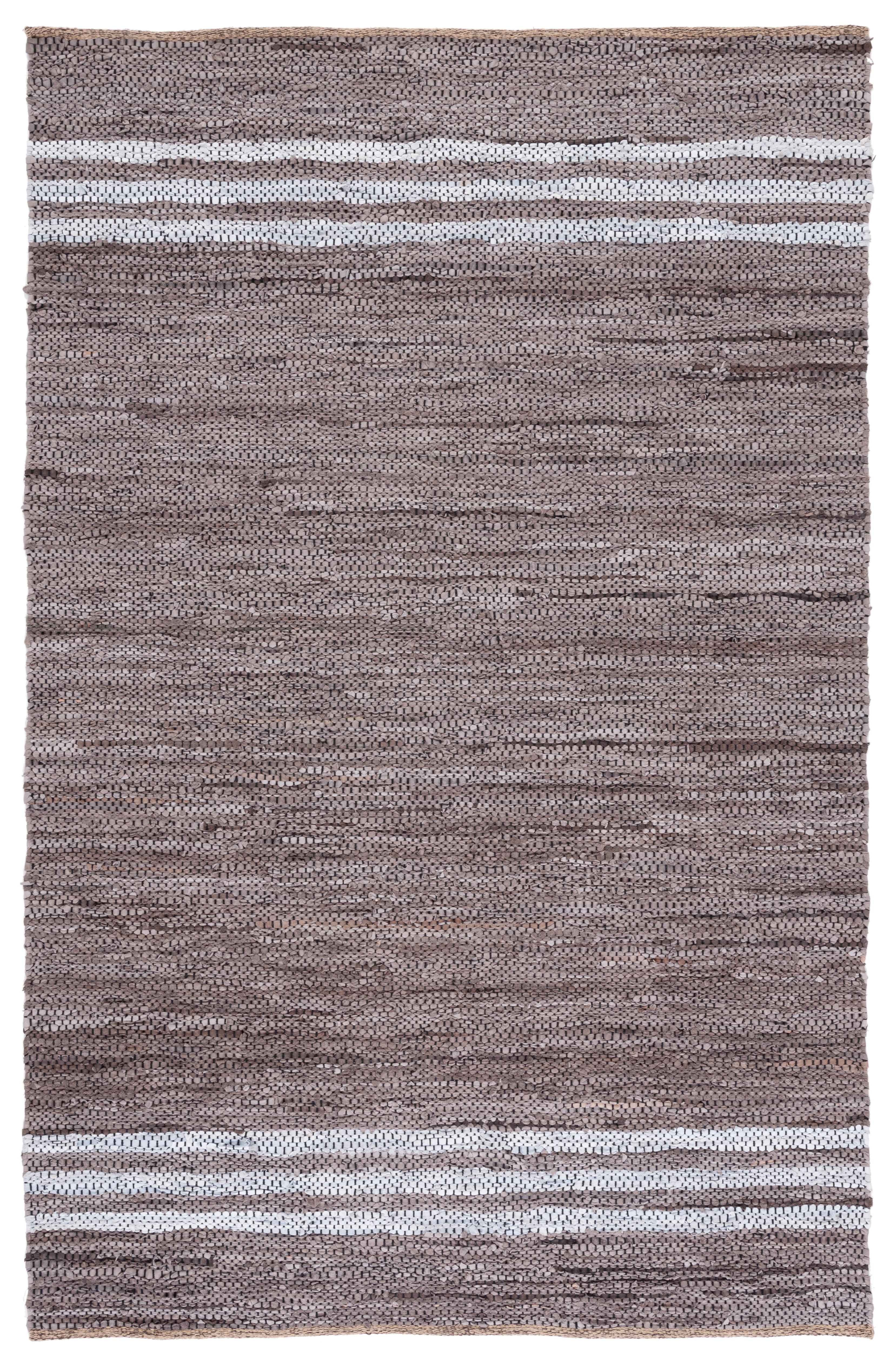 Handmade Ivory and Silver Cotton Cowhide Area Rug, 4' x 6'